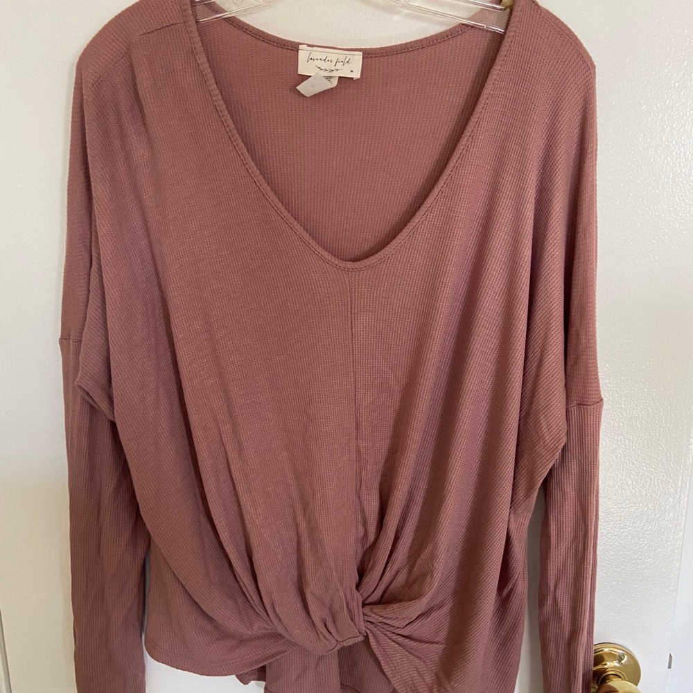 Waffle Sweater with Twisted front